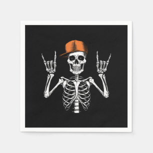 Guardanapo De Papel Rocker Skeleton Boné Skater Legal Halloween Punk