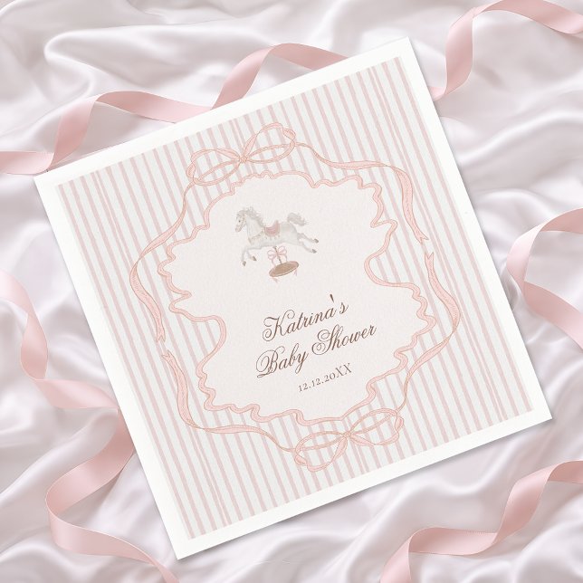 Guardanapo De Papel Rocking Horse Blush Pink Girl Baby Shower (Criador carregado)