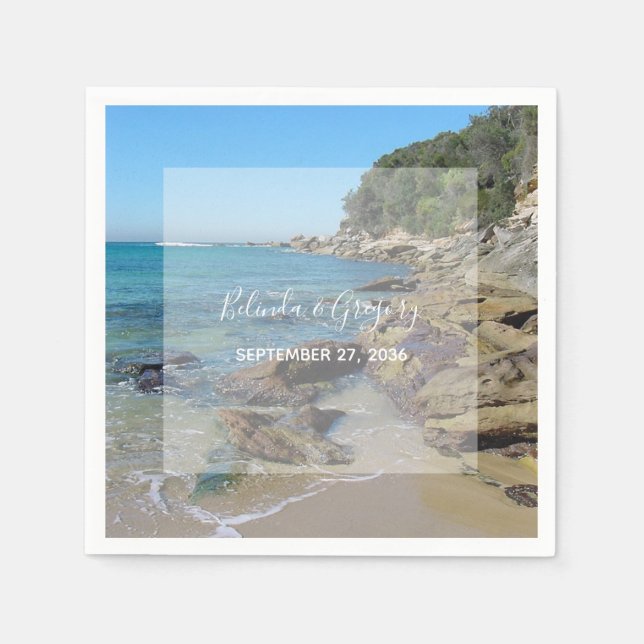 Guardanapo De Papel Rocky Beach Wedding (Frente)