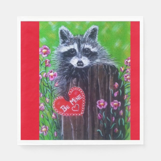 Guardanapo De Papel Rocky, o Namorados de papel Raccoon Napkin! (Frente)