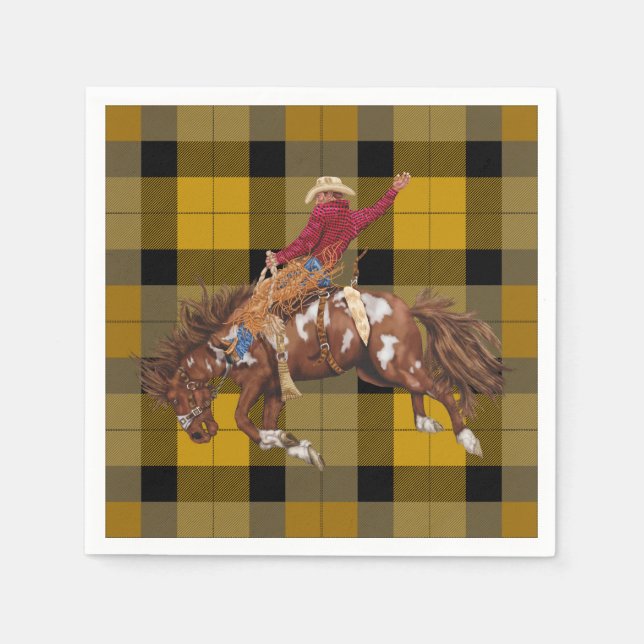 Guardanapo De Papel Rodeo Cowboy em Bucking Bronco (Frente)