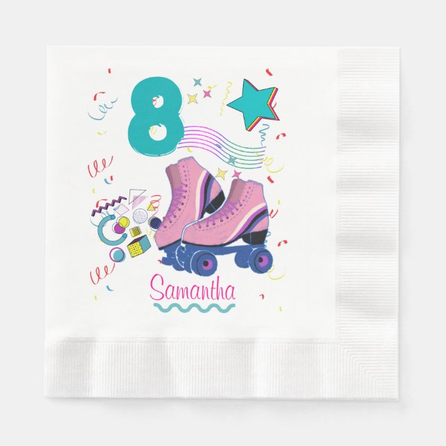 Guardanapo De Papel Roller Skate Birthday Girl (Frente)