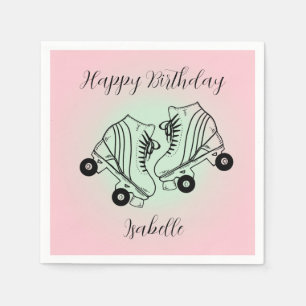 Guardanapo De Papel Roller Skate Rosa Ombre Feliz Aniversário