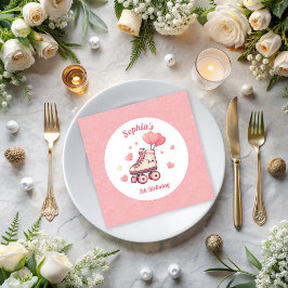 Guardanapo De Papel Roller Skating Balloons Glitter Girl no Aniversári