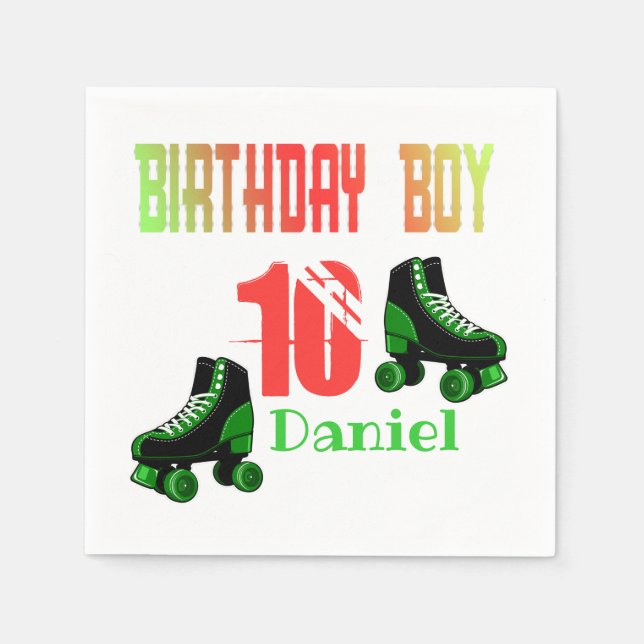 Guardanapo De Papel Roller Skating Birthday Boy Matando (Frente)