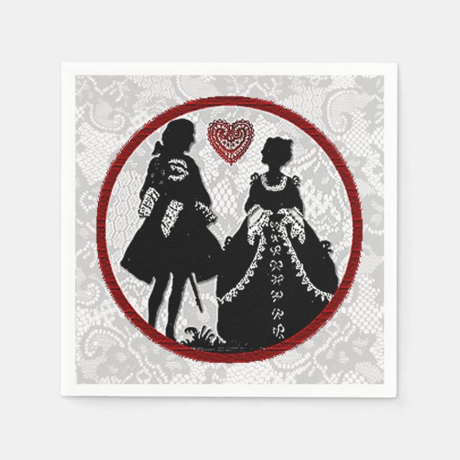 Guardanapo De Papel Romance Silhouette Lace Background Napkins (Frente)