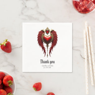 Guardanapo De Papel Romance venenoso com coração e asas