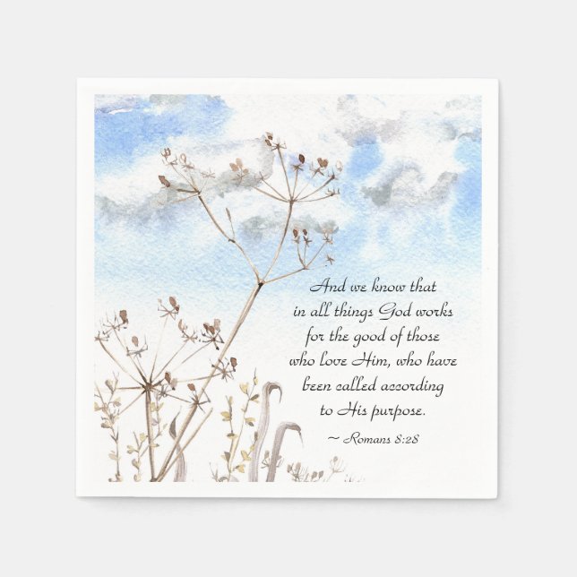 Guardanapo De Papel Romanos 8:28 Tudo que Deus trabalha para o bem (Frente)