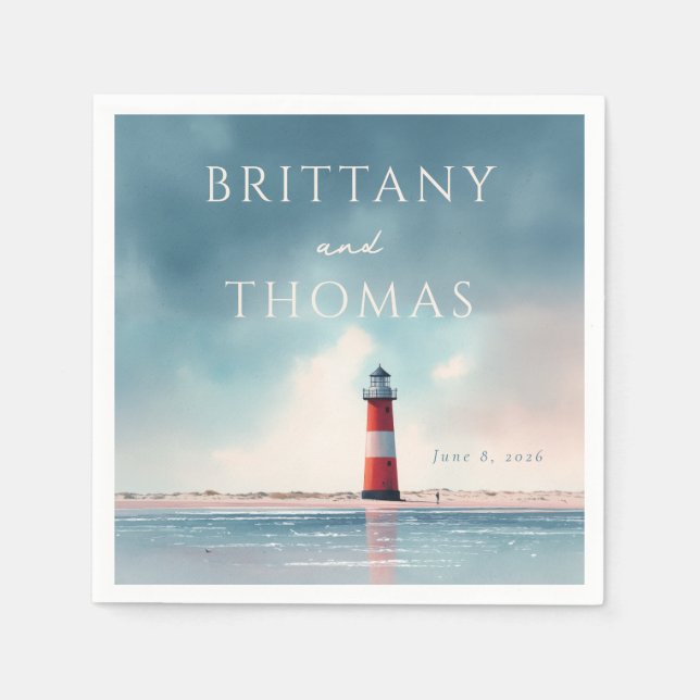 Guardanapo De Papel Romantic Coastal Lighthouse Scene (Frente)