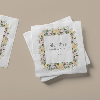 Guardanapo De Papel Romantic Floral Mr and Mrs Wedding