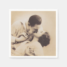 Guardanapo De Papel Romantic Love Couple Kissing vintage illustration