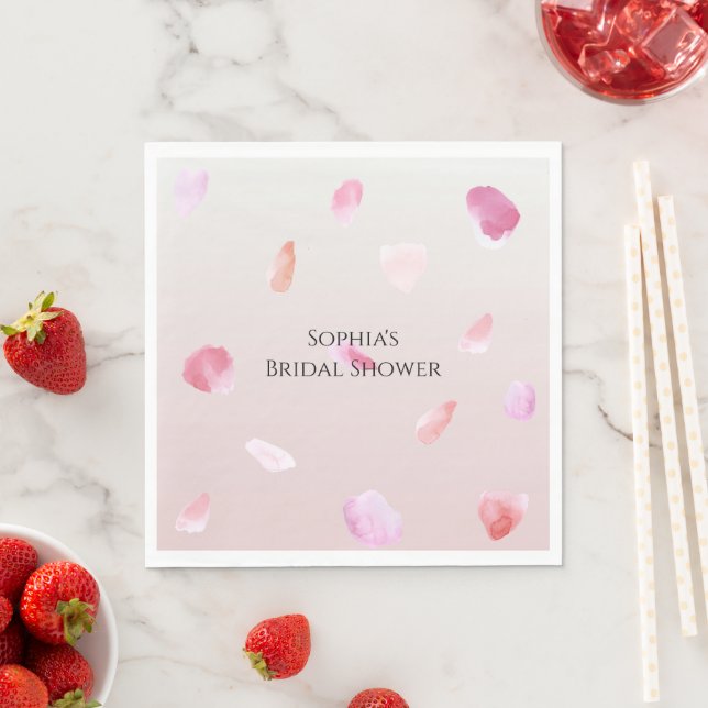 Guardanapo De Papel Romantic Pink Peach Rose Petals Bridal Shower (Insitu)
