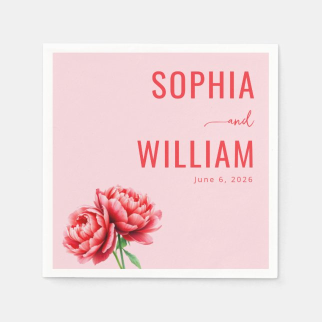 Guardanapo De Papel Romantic Pink Peony Floral (Frente)