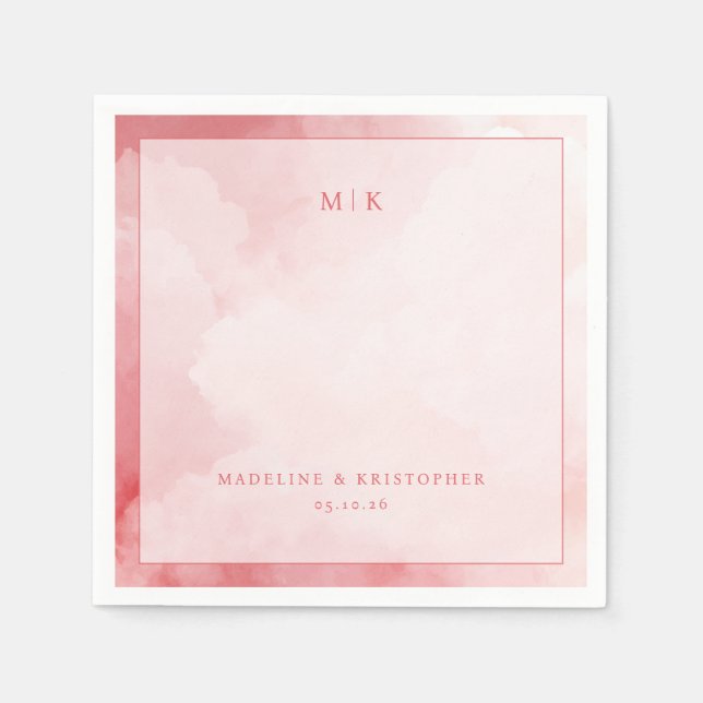 Guardanapo De Papel Romantic Pink Watercolor Clouds (Frente)