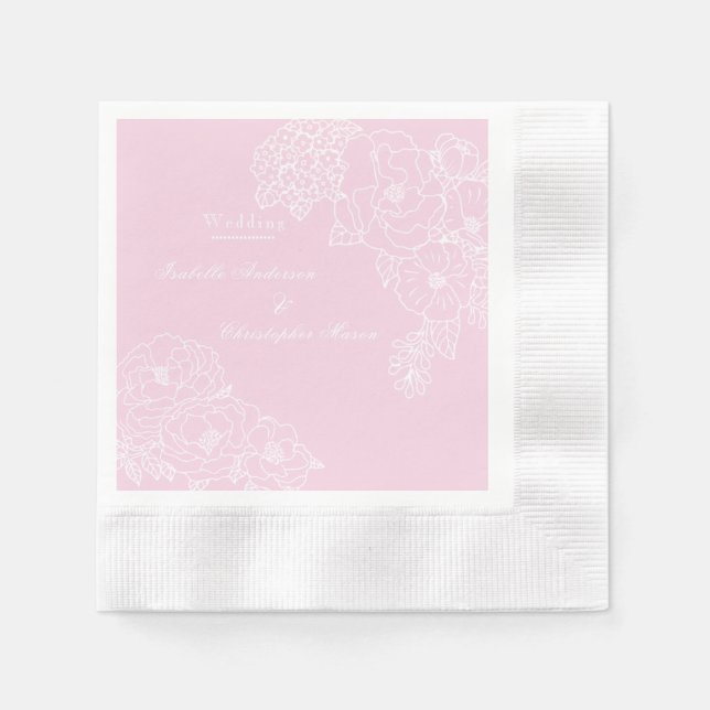 Guardanapo De Papel Romantic Wedding Peonies Blush Pink Paper Napkin (Frente)