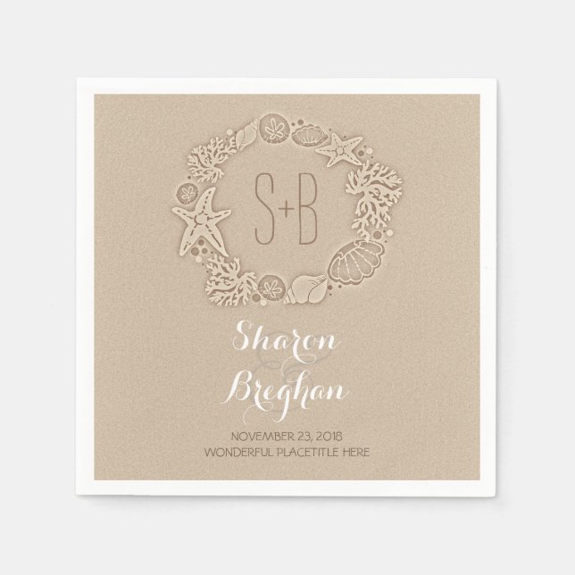 Guardanapo De Papel Romântica Beach Treasures Sand Wedkin Paper Napkin (Frente)