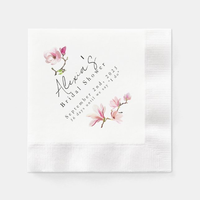Guardanapo De Papel Romântica Magnolia Floral Chá de panela Napkin (Frente)