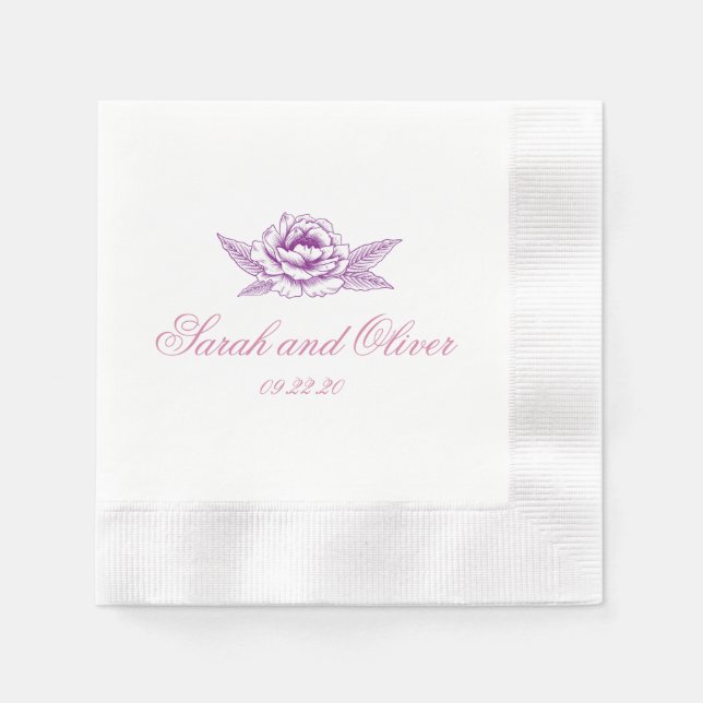 Guardanapo De Papel Romântica Purpl Pur Wedding Floral (Frente)