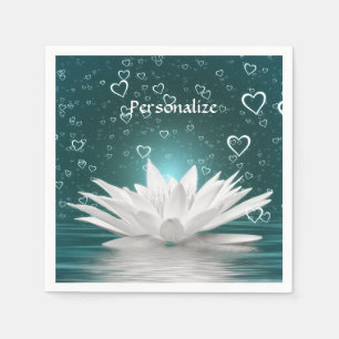 Guardanapo De Papel Romântica Zen Branca Lotus & Hearts Personalizam