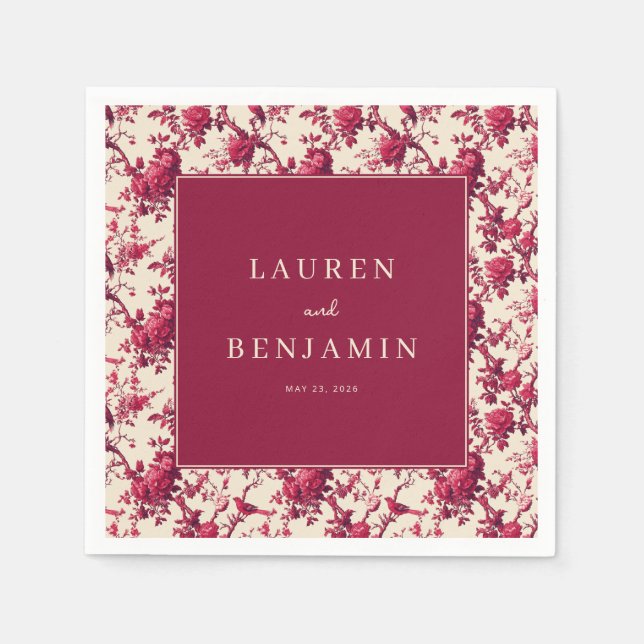 Guardanapo De Papel Românticas Rosas Florais Marrons (Frente)