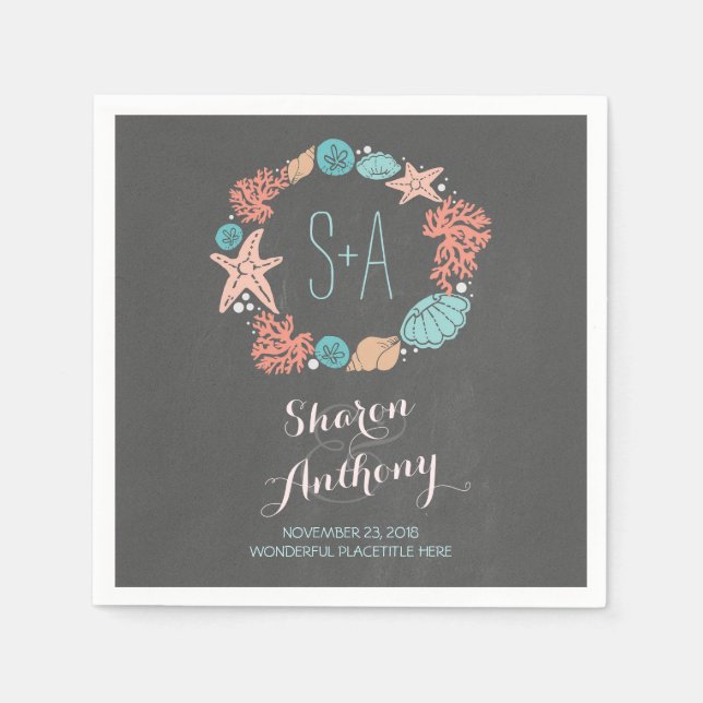 Guardanapo De Papel Romântico Beach Wreath Wedkins (Frente)