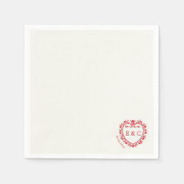 Guardanapo De Papel Romântico Brasão Monograma Vintage Vermelho Casame