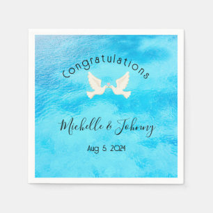 Guardanapo De Papel Romântico - duas pombas com coração cor-de-rosa em