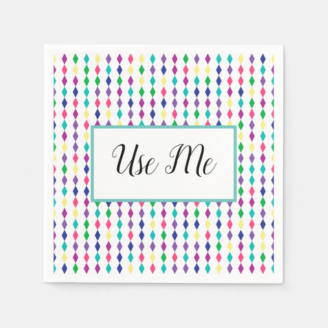 Guardanapo De Papel rombo colorido cintilante padronizado (Frente)