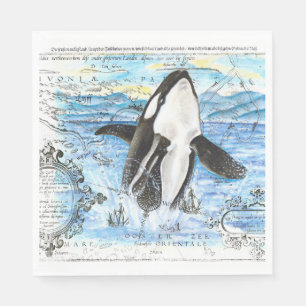 Guardanapo De Papel Rompendo o mapa antigo da orca