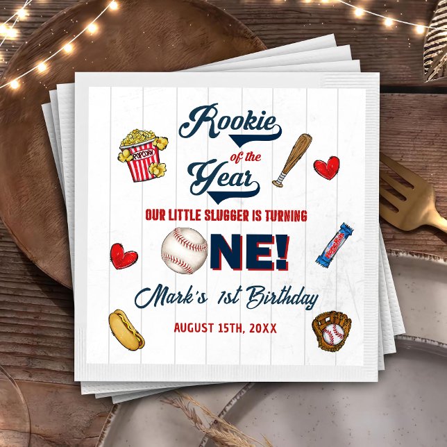 Guardanapo De Papel Rookie do Ano de Aniversário do Beisebol Napkins (Criador carregado)