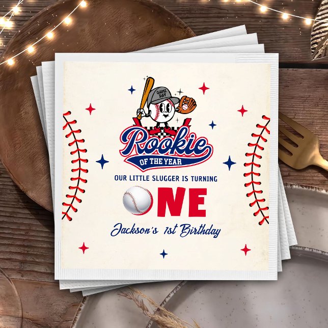 Guardanapo De Papel Rookie Retro do Ano Aniversário do Baseball Napkin (Criador carregado)