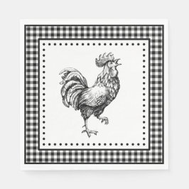 Guardanapo De Papel Rooster Gingham