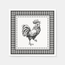 Guardanapo De Papel Rooster Gingham