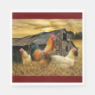 Guardanapo De Papel Rooster Hens - Coop do Barão Russo