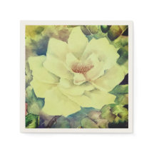 Rosa Amarelo-Amarelo Mesa Floral Napkins