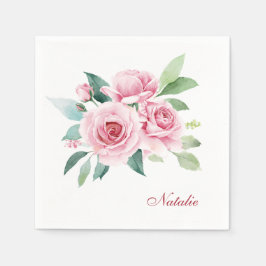 Guardanapo De Papel Rosa Aquarela Rosa Personalizada