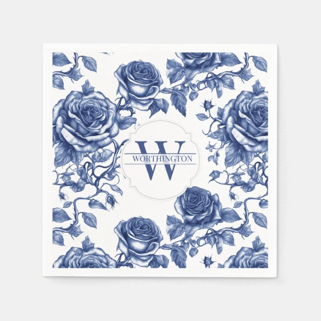 Guardanapo De Papel Rosa Azul de Coleção de Rosa de Herança Personaliz (Frente)