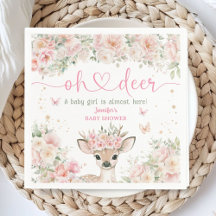 Guardanapo de papel rosa blush Oh Deer Baby Shower