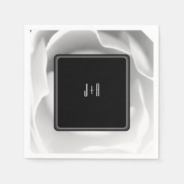 Guardanapo De Papel Rosa branca | Elegante Floral Design a Preto