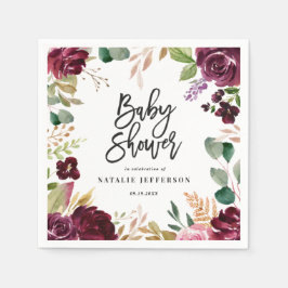 Guardanapo De Papel Rosa, burgata, + cor d'água fig floral e script