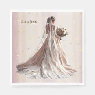 Guardanapo De Papel Rosa Casamento no inverno Noiva Ouro Shiny Heart P