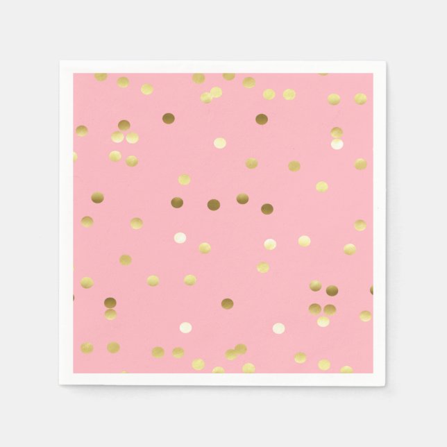 Guardanapo De Papel Rosa claro Chic Gold Foil Confetti (Frente)