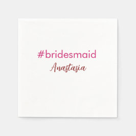 Guardanapo De Papel Rosa claro de hashtag Bridesmaid adiciona nome tri