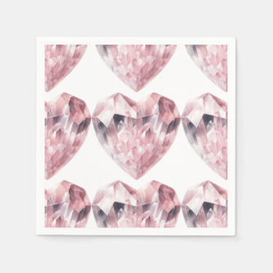 Guardanapo De Papel Rosa Coração Quartzo Rosa Amor Cristal Festa