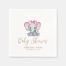 Rosa Corado Dourado Elefante Fofo Chuveiro de Bebê