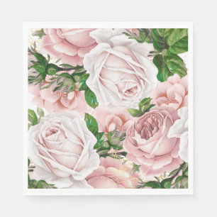 Guardanapo De Papel Rosa Corado Floral Vintage Verdejante