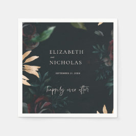 Guardanapo De Papel Rosa de Borgonha Veludo Escuro | Casamento no inve