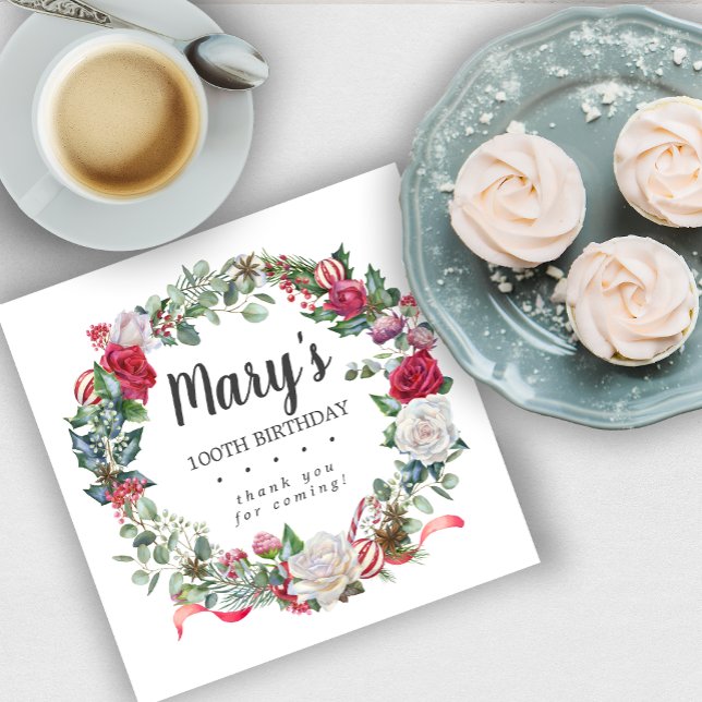 Guardanapo De Papel Rosa de Botânica de inverno 100º Elegante de Anive (Criador carregado)