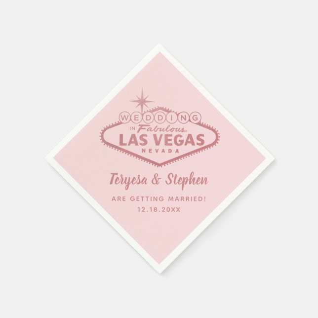 Guardanapo De Papel Rosa de Casamento de Las Vegas - Rosa Dourada (Canto)