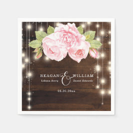 Guardanapo De Papel Rosa de Casamento de Luzes de Corda de Madeira Rus